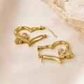 Elegante vergoldete Herzohrringe mit zartem Bienenmotiv für Damen in Gold-Optik - Goldenes Herz Bienenstil (E00925G)