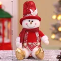 Weihnachts-Schneemann-Plüschfigur mit roten Pailletten und Silbermuster, 28 cm Sitzhöhe - Roter sitzender Schneemann
