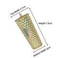 Detailed dimensions of a holographic studded mini tumbler keychain with straw - Champagne Studded Cup (No Clasp)