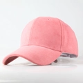 Minimalist pink suede baseball cap with a classic curved brim for men and women - Pink