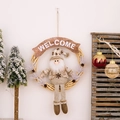 Corona de Navidad con figura de Papá Noel y letrero Welcome de mimbre tejido - Corona de Vid Europea Papá Noel