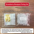 Strawberry bouquet kit with bags, 8cm gold ties, and 2.3cm plastic holders for DIY flowers - Strawberry Bouquet Packaging Set (100Pcs)