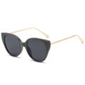 Schicke Cat-Eye-Sonnenbrille 2025 mit dunkelgrauem Rahmen und goldenen Metallbügeln - Grüner Rahmen Graue Gläser