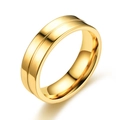Titanium steel ring in golden finish with center groove design for men - US 6 / Gold Without Diamond