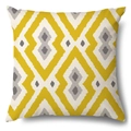 Linen sunflower pillow cover with yellow and white geometric rhombus pattern print - 45x45cm Pillow Cover / Yellow White Gray Geometric Rhombus (ym15055  (3))