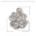 Detail view of 10mm stainless steel four-leaf clover pendant with sparkling rhinestones - Clover Rhinestone