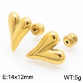 Polished 18K gold plated heart stud earrings for women with 14x12mm size and 5g weight - Gold