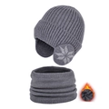 Ensemble bonnet et tour de cou tricotés gris foncé pour enfants avec doublure polaire - Set de 2 pièces / gris foncé