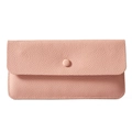 Damen Umschlag-Geldbörse aus rosa Leder mit Litchi-Prägung und praktischem Druckknopf - Rosa