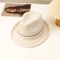 Elegant beige fedora hat for men with dark brown trim, shown from a stylish top angle - L(58-60cm) / Off White
