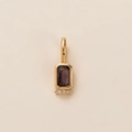 Detailed view of a gold pendant featuring a rectangular purple gemstone with four accent diamonds - Pendant Only / June (Alexandrite)