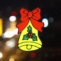 Sticker de Noël pour fenêtre avec cloches jaunes, nœuds rouges et feuilles de houx - Cloche Simple