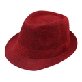 Detalle de la textura tejida y la copa de lágrima del sombrero trilby color burdeos - M (56-58cm) / Burdeos