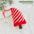 Large red and white striped knitted Christmas tree ornament hanging decoration 13.5x7cm - Knitted Red Striped Tree (Large)