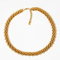 Collar de cadena gruesa trenzada estilo punk en acabado dorado con cierre de mosquetón - Dorado