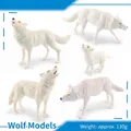 5-piece set of white arctic wolf figurines with realistic fur textures for tabletop decor - Set of 5 Wolf Models