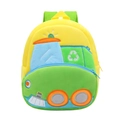 Plush kids backpack in cartoon garbage truck design with yellow and green colors - Sanitation Truck