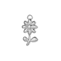 Polished silver flower pendant with leaf and hanging loop for DIY jewelry crafting - Silver Leafy Flower BP44357AW0