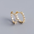 Eleganti orecchini a cerchio in argento S925 dorato con pietre di zircone scintillanti - Argento 925 / Oro