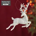 White glitter reindeer Christmas tree ornament, reindeer Style C, size 14x11cm - White Reindeer C/1 Piece