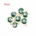 Green 8mm evil eye charm with gold border for DIY jewelry making and necklaces - 8mm / Dark Green