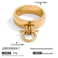 Anillo de acero inoxidable dorado estilo ecuestre con eslabón en T y peso de 5,6g - US 7 / Dorado