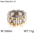 Bague style bracelet de montre en acier inoxydable bicolore argent et or - 10 Mm = Or Kr86691-kfc / N° 10