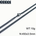 Collier chaîne Cuban en acier inoxydable noir, longueur 450mm et largeur 3,5mm avec fermoir - 45cm / Noir 3.5mm