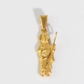 Vue macro détaillée d'un pendentif religieux doré en acier titane avec motif de saint - U07-St Jude / Or