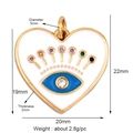 Gold-plated white heart evil eye pendant with colorful zircons, size 22mm by 20mm - Heart Shape Eyeball L295210