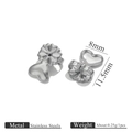 8mm heart shaped stainless steel earring backs for DIY jewelry finding sets - Small Heart Earring Back / Steel