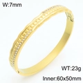 18K gold plated stainless steel wave bangle with inlaid sparkling white crystals - Wave Texture Central Inlaid Diamond Style (KB211033-KSZ)