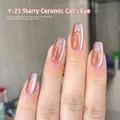 Champagne gold cat eye gel nail polish in Y-23 Star Ceramic style for professional manicure - Starry Ceramic Cat Eye