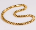 Collana a maglia cubana dorata in acciaio inossidabile con chiusura rettangolare - Collana d'Oro (14mm/60cm)
