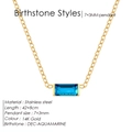 14K gold stainless steel necklace with blue December birthstone pendant on white background - December Lake Blue (Blue Topaz/Zircon Color)