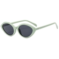 Gafas de sol retro de ojo de gato con montura verde claro y lentes grises ovaladas anti-UV - Montura Verde Lentes Grises
