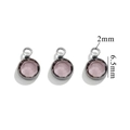 Three-piece purple crystal faceted round pendants with silver stainless steel bezels - Single Hole Steel - Light Purple