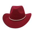 Dettaglio cappello fedora bordeaux con fascia decorativa in perle e strass lucidi - Taglia unica / Borgogna