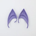 Pair of purple soft latex pointed fairy ears for Halloween costume and cosplay - Short Style (OPP Bag) / Purple