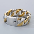 Two-tone gold and silver chunky Cuban link bracelet with large square safety clasp - Gold & Silver / Bracelet 21.5cm