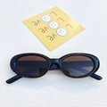 Occhiali da sole ovali neri retrò con lenti scure per uno stile di moda minimalista - Marrone Scuro