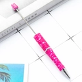 Pink Valentine's Day beaded pen featuring heart patterns and rose bud topper - Valentine's Day Model B-Rose Red