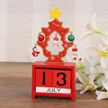 Detail of wooden Christmas advent calendar featuring numbers and snowman top - 1811-Red Christmas Tree