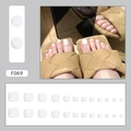 Glossy milky white press-on toe nails set featuring 24 pieces in various sizes F069 - Solid Milk White (Glue Style) (F069)