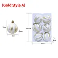 6-piece set of 6cm gold and white spiral glitter Christmas ball ornaments in box - 6cm Gold White Slant Pumpkin Ball