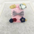 Detail view of 4-piece cute children hair clip set with stars, crowns, and mink fur bows - Navy Blue 5-Piece Set