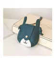 Détail du sac bandoulière lapin pour filles montrant le cuir PU et le bouton pression - Bleu sarcelle