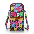 Floral print sports arm bag for large smartphones with double zipper and coffee base - Colorful Flower