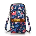 Navy floral running arm bag with triple zippers and adjustable shoulder strap - Blue Floral Base