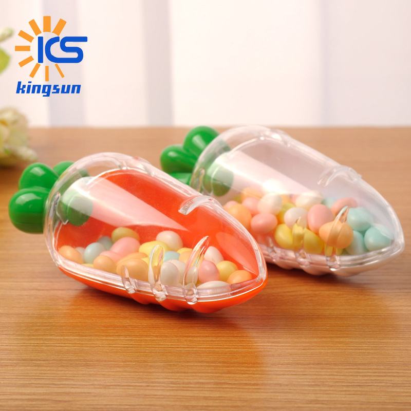 Creative Carrot Shaped PS Plastic Candy Box Portable Easter Wedding Party Gift Packaging Box Miniature Storage Container For Treats Favors